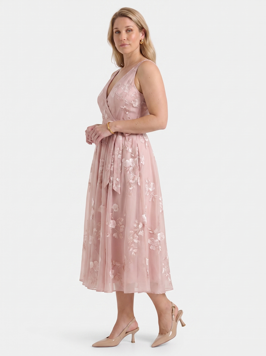Geblümtes Wickel-Midikleid