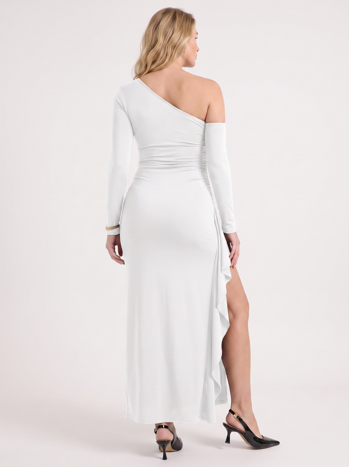 One-Shoulder-Maxikleid mit Seitenschlitz