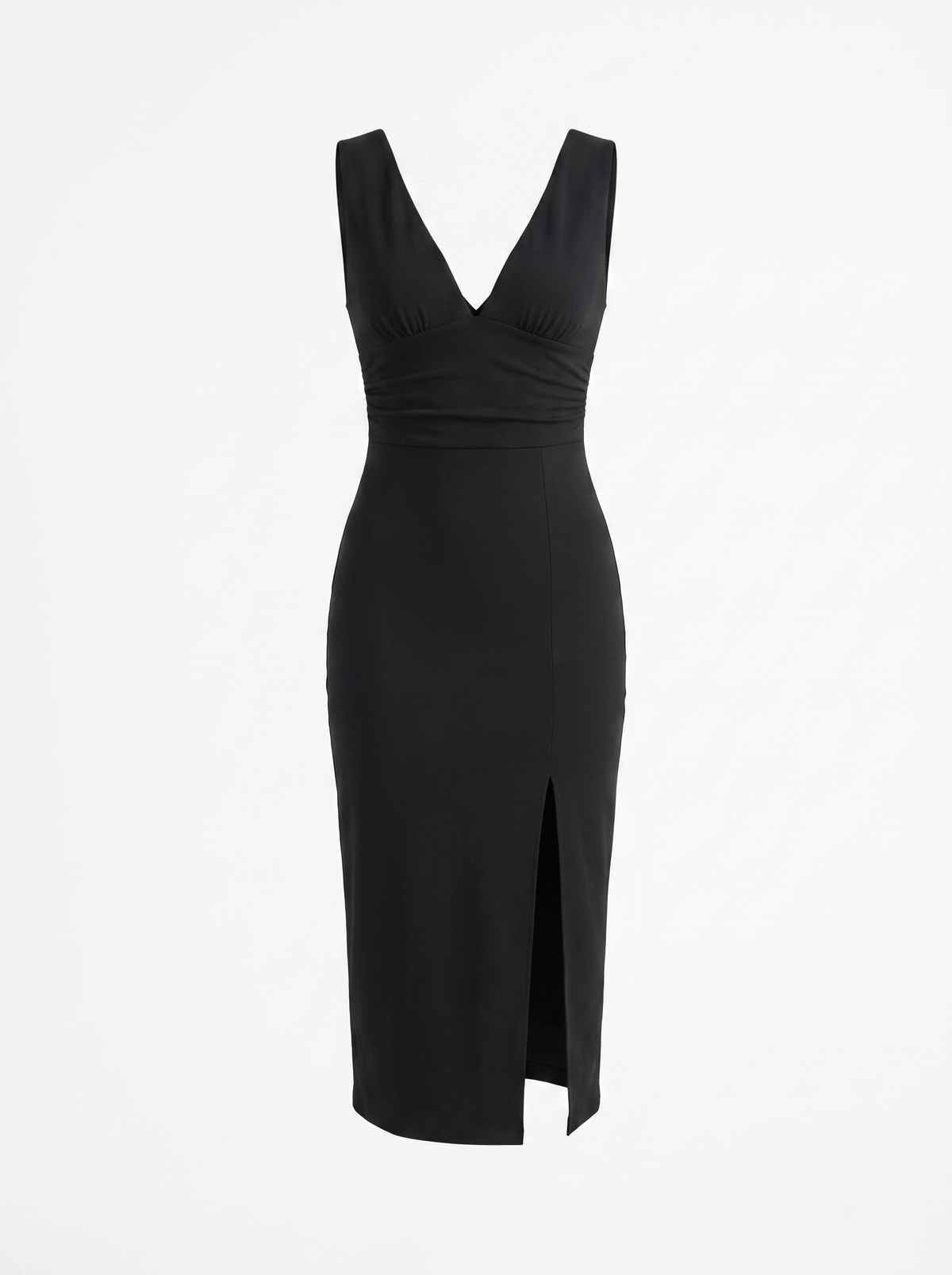 V-Ausschnitt-Midikleid mit Seitenschlitz