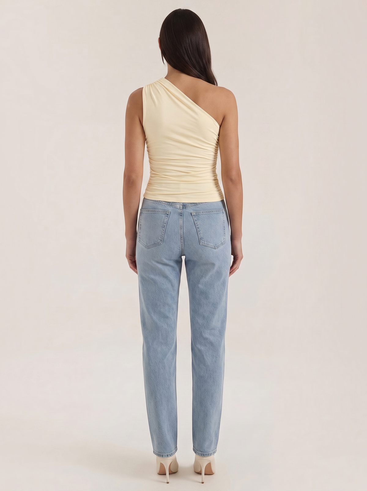 One-Shoulder-Top mit Raffung
