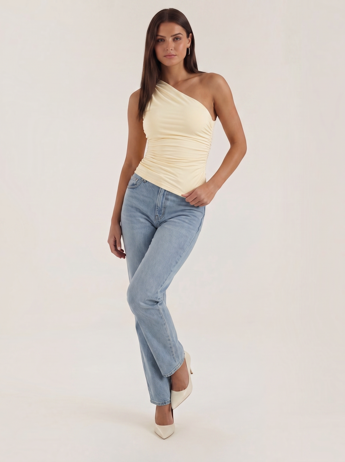 One-Shoulder-Top mit Raffung