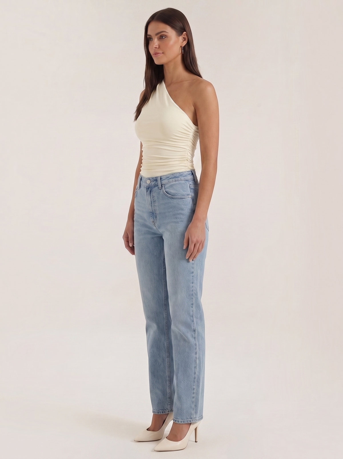 One-Shoulder-Top mit Raffung