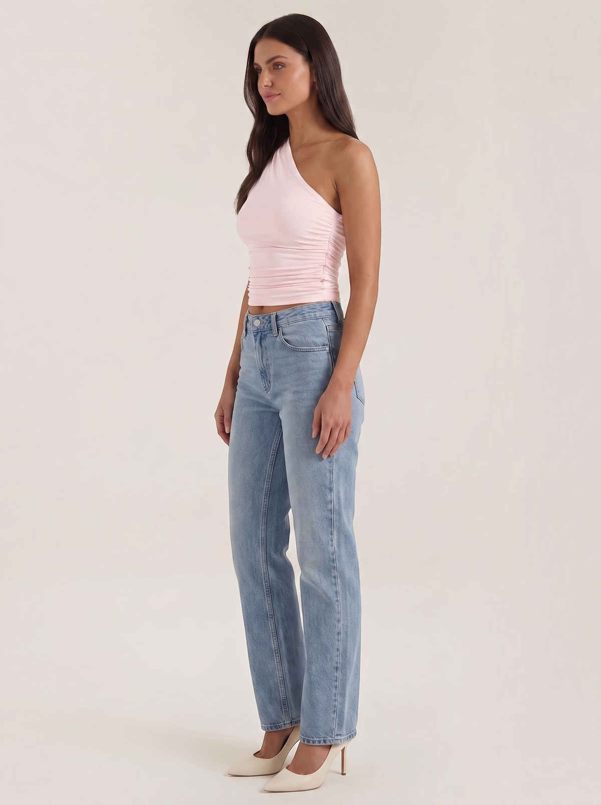 One-Shoulder-Top mit Raffung