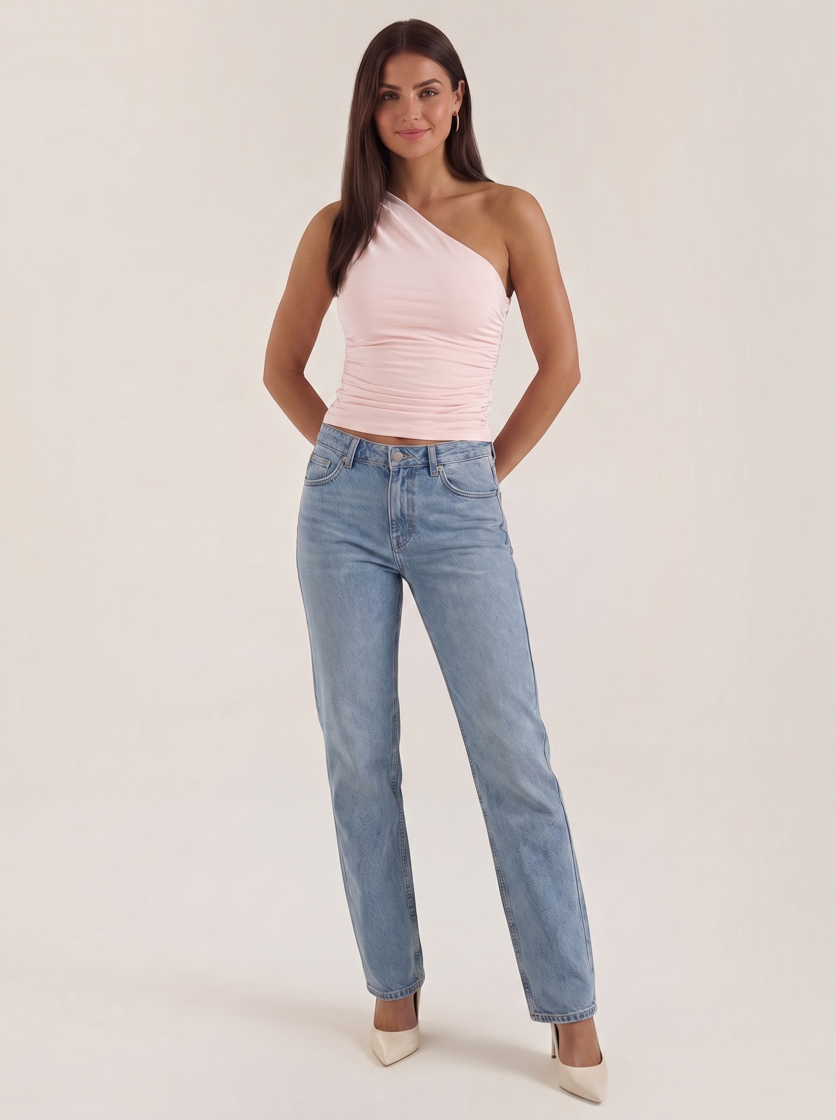 One-Shoulder-Top mit Raffung