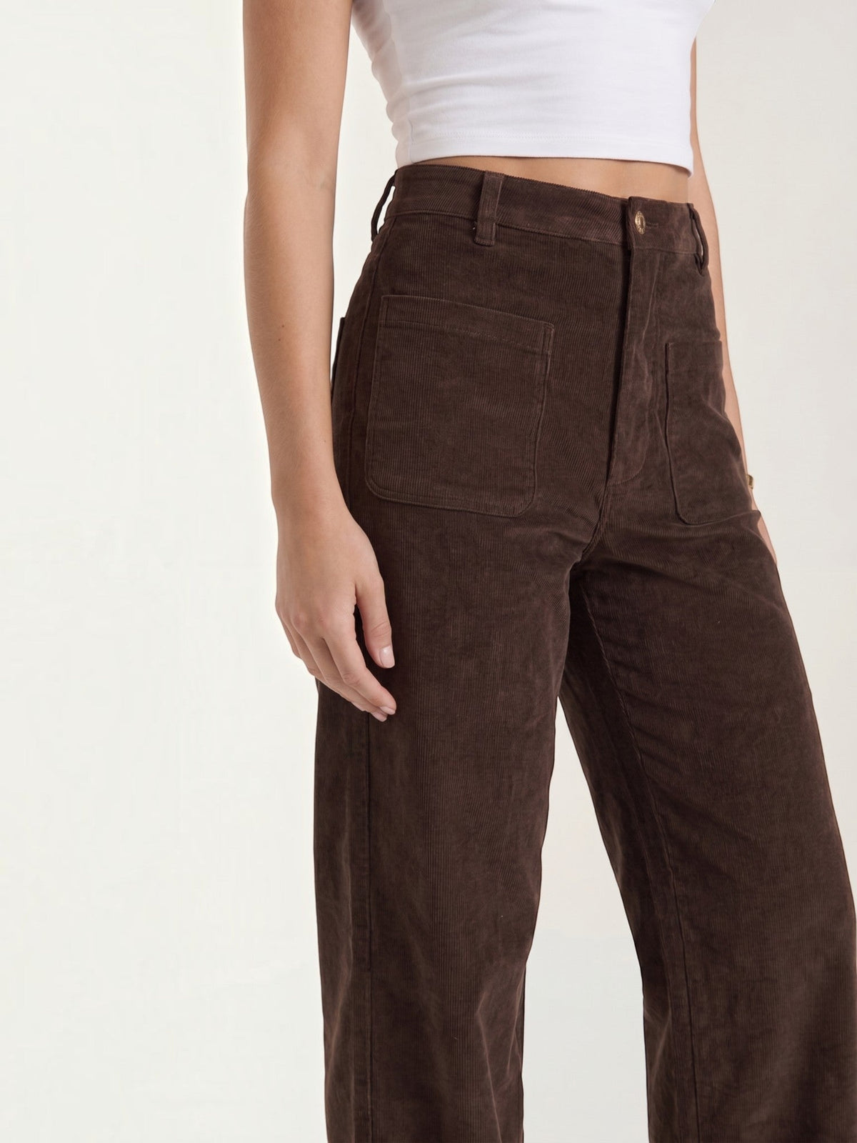 Cordhose mit weitem Bein und Aufgesetzten Taschen