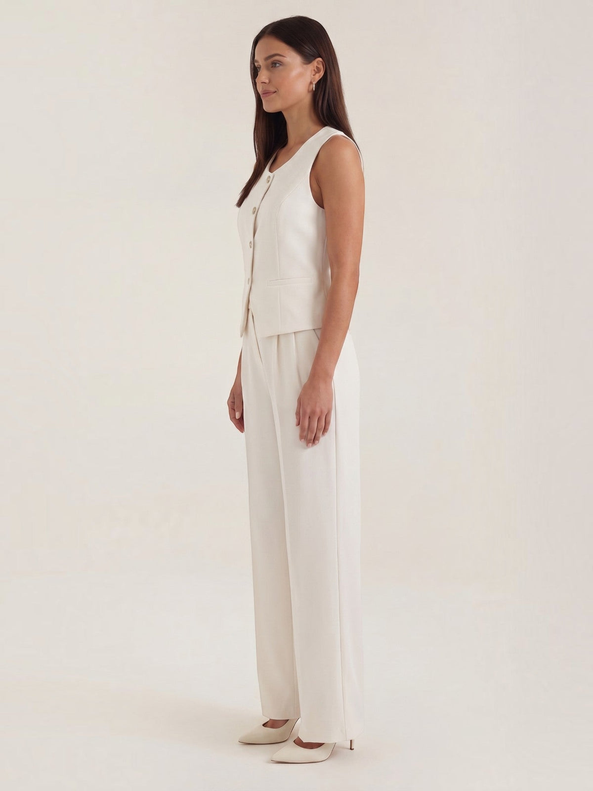 Set aus Blazerweste und Hoch­taillierter Weiter Hose