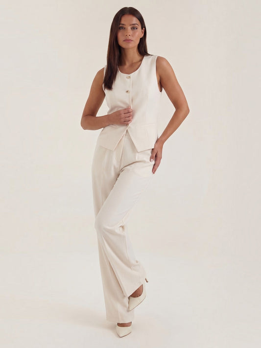 Set aus Blazerweste und Hoch­taillierter Weiter Hose