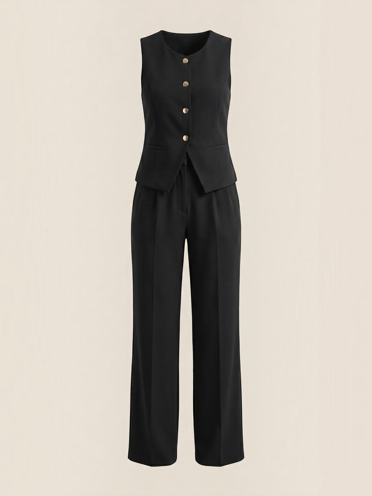 Set aus Blazerweste und Hoch­taillierter Weiter Hose