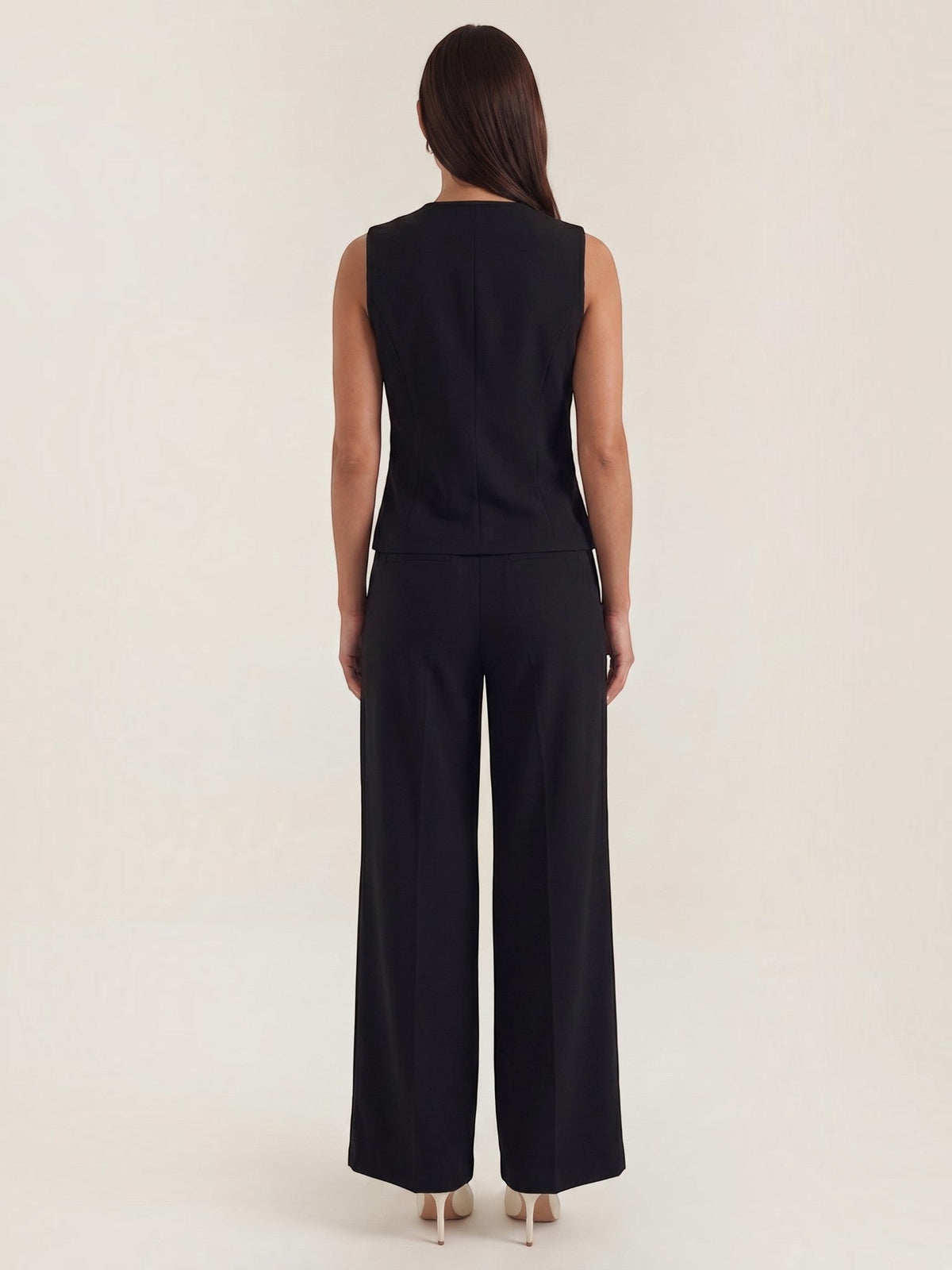 Set aus Blazerweste und Hoch­taillierter Weiter Hose