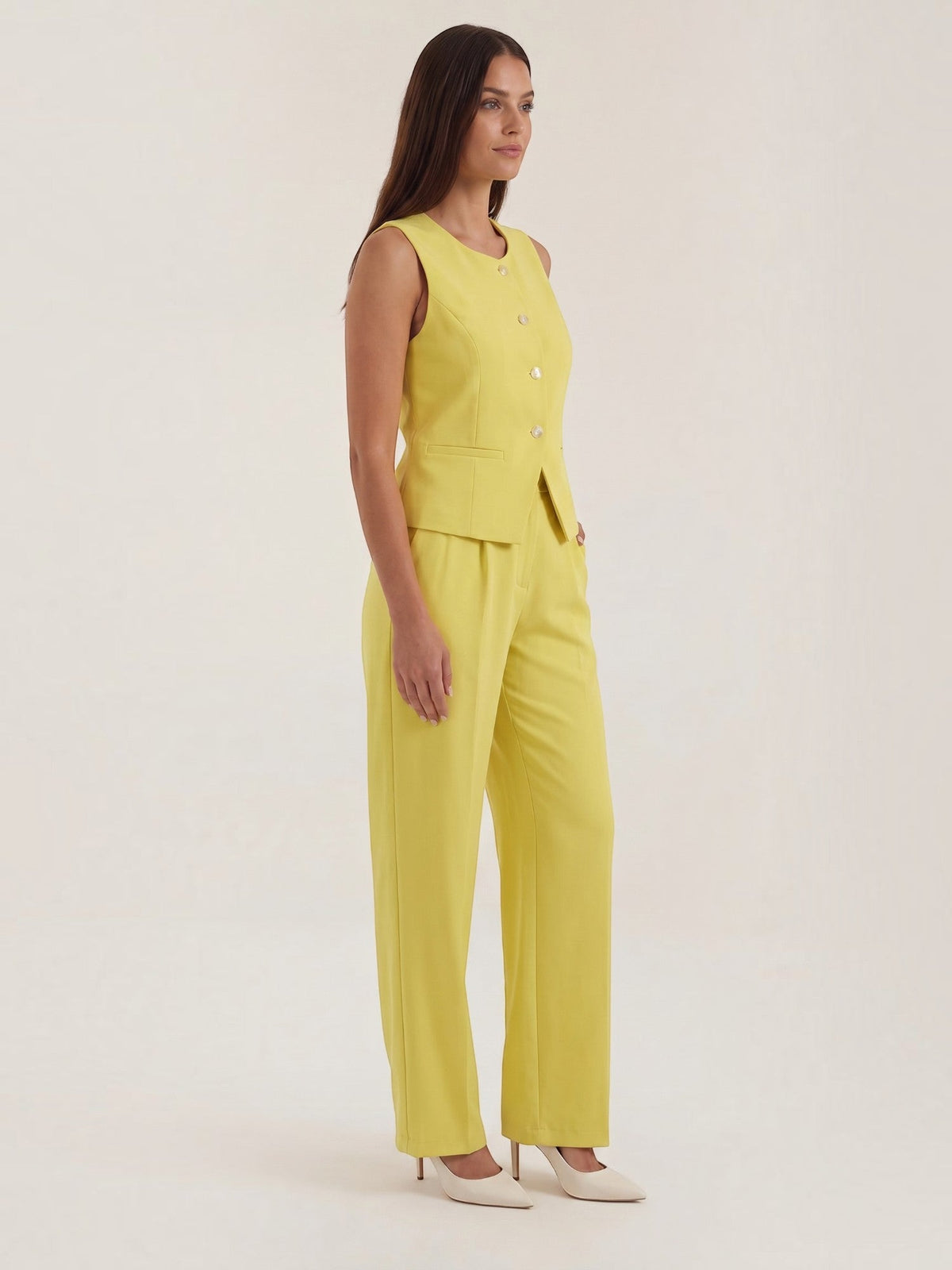 Set aus Blazerweste und Hoch­taillierter Weiter Hose