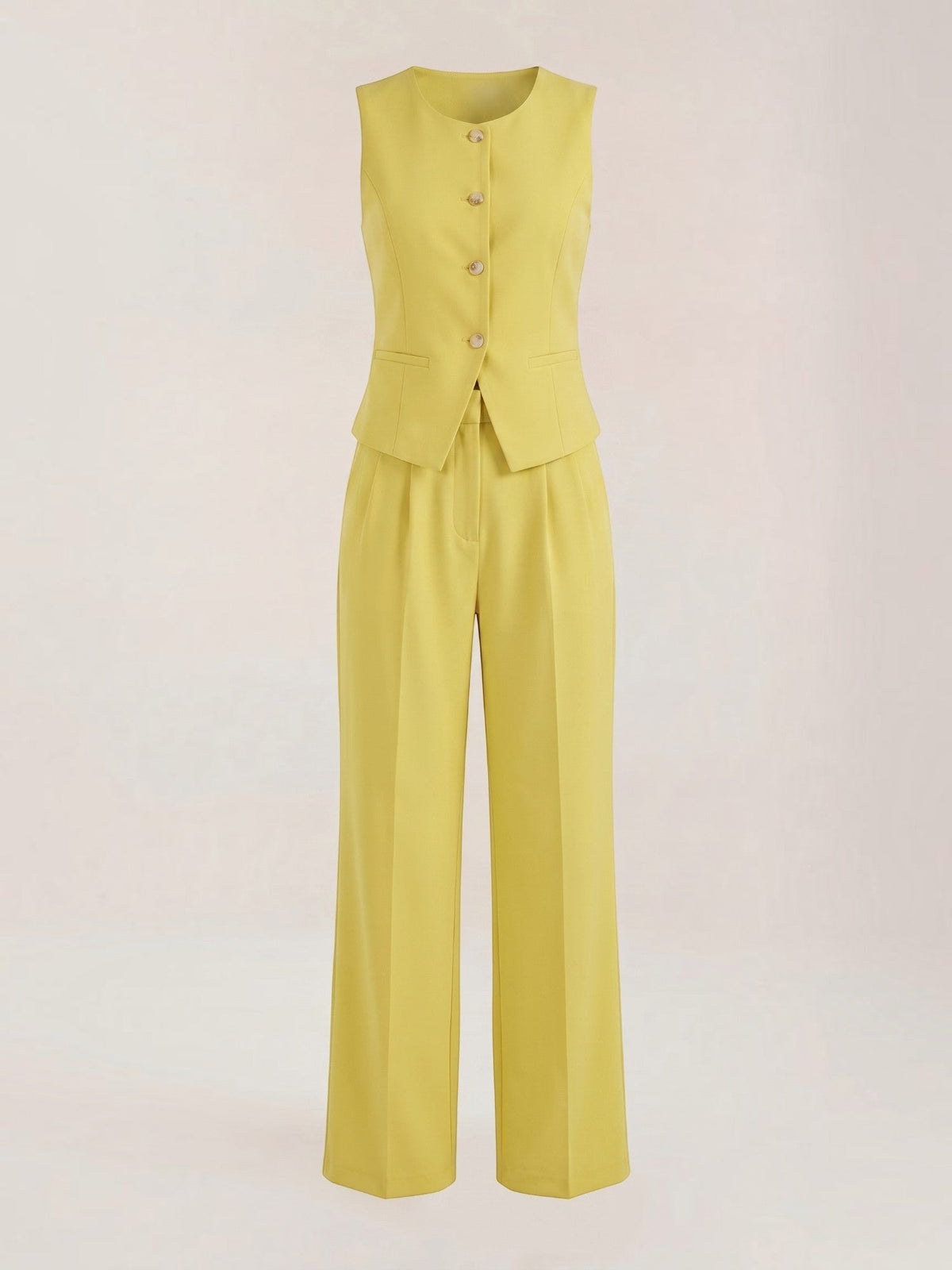 Set aus Blazerweste und Hoch­taillierter Weiter Hose