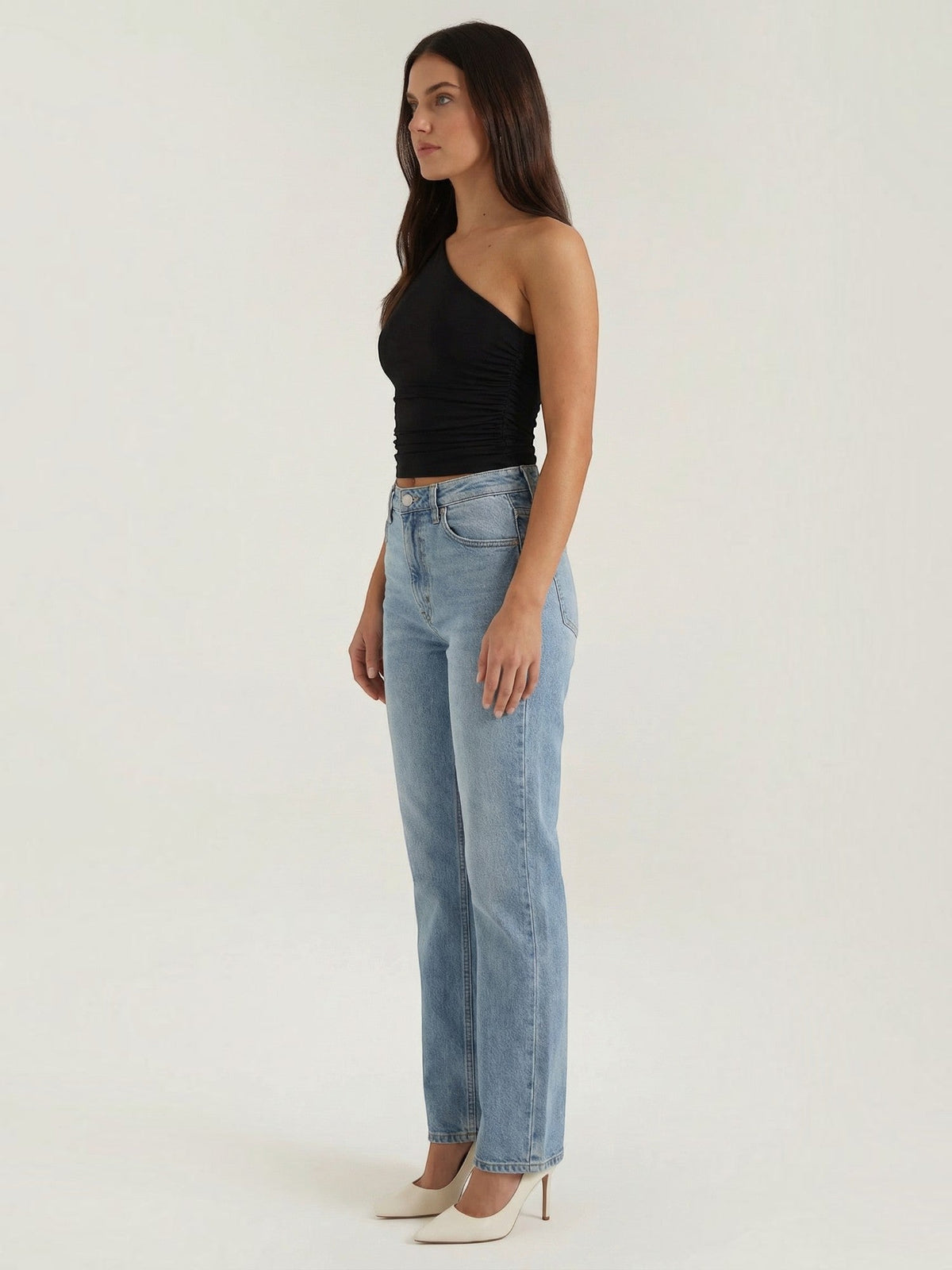 One-Shoulder-Top mit Raffung