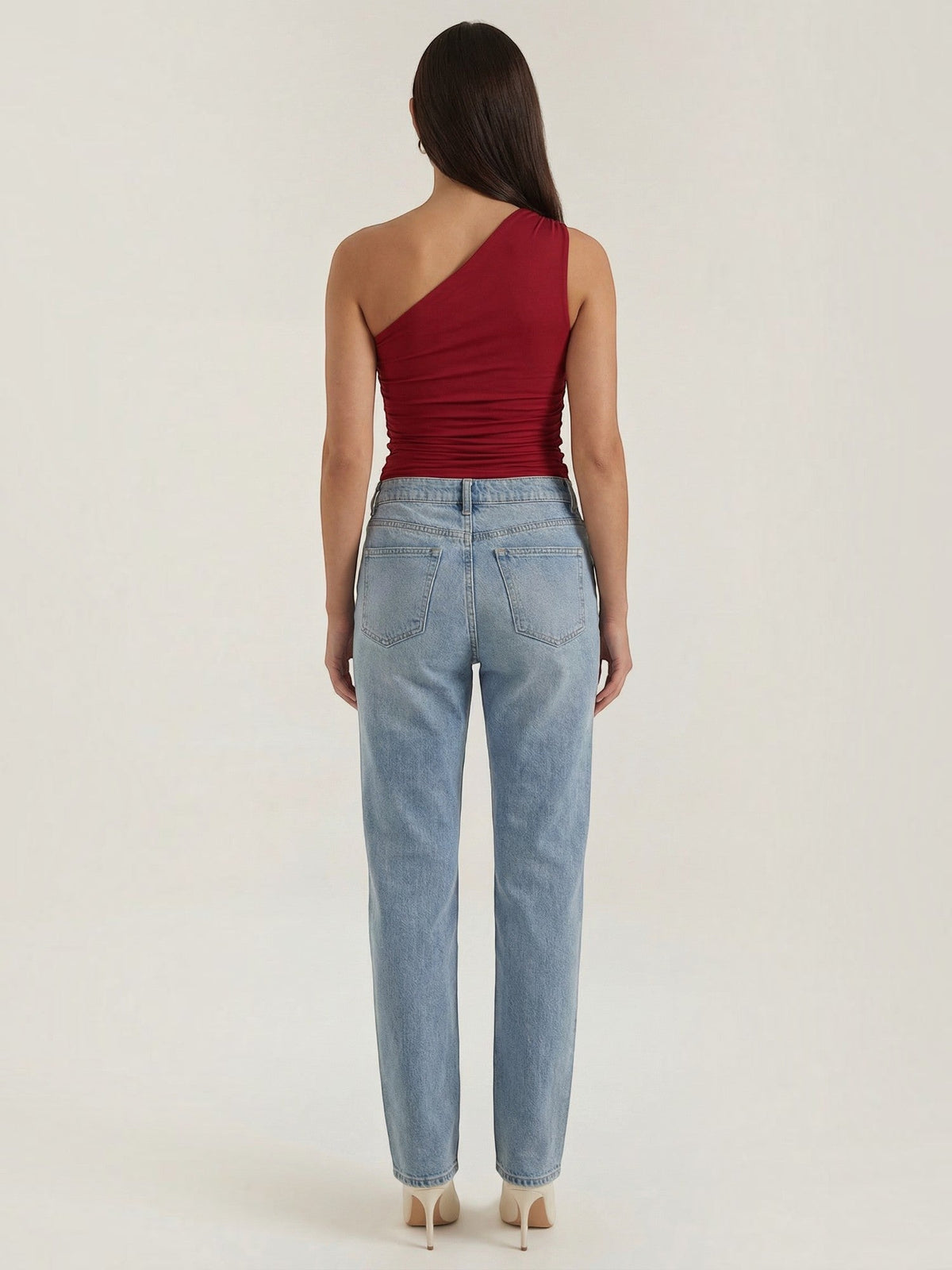 One-Shoulder-Top mit Raffung