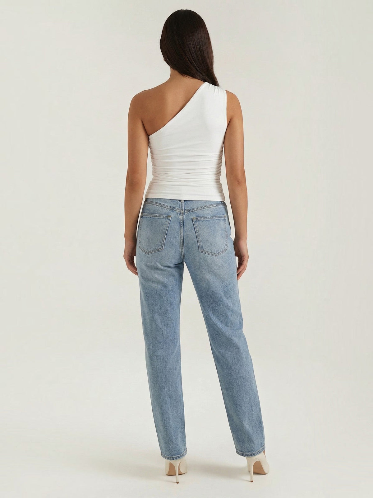 One-Shoulder-Top mit Raffung