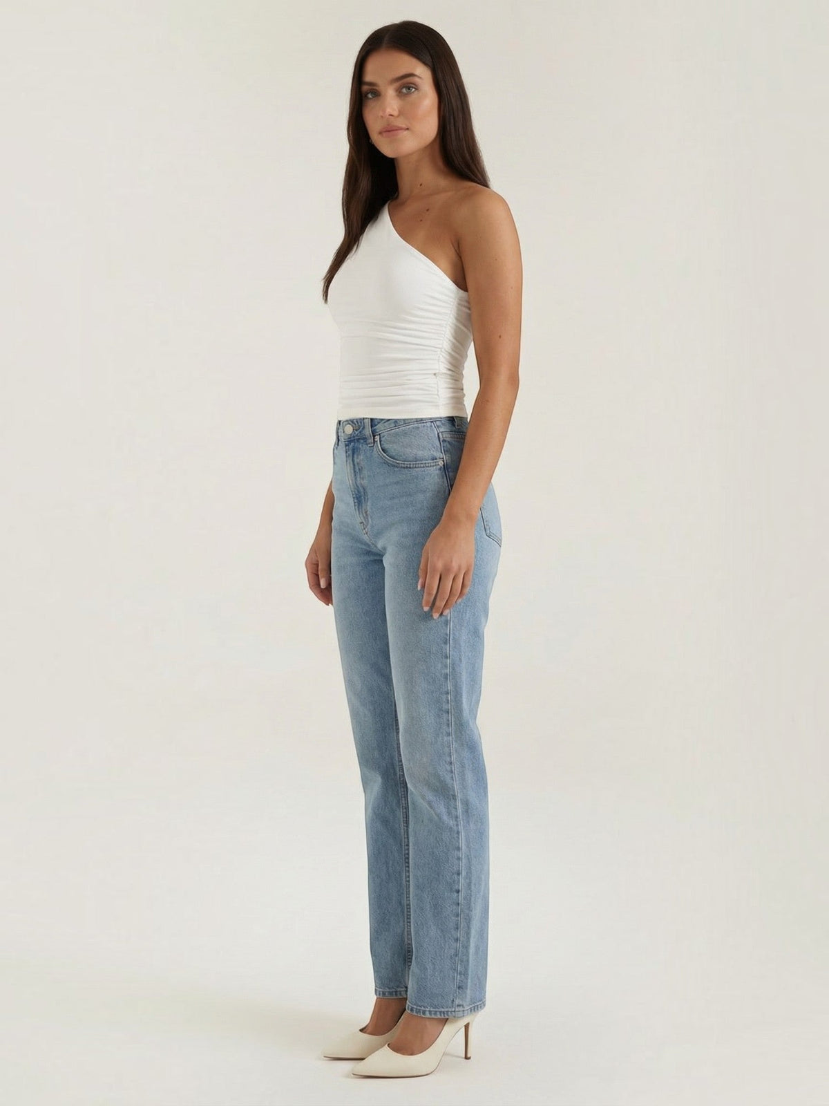 One-Shoulder-Top mit Raffung