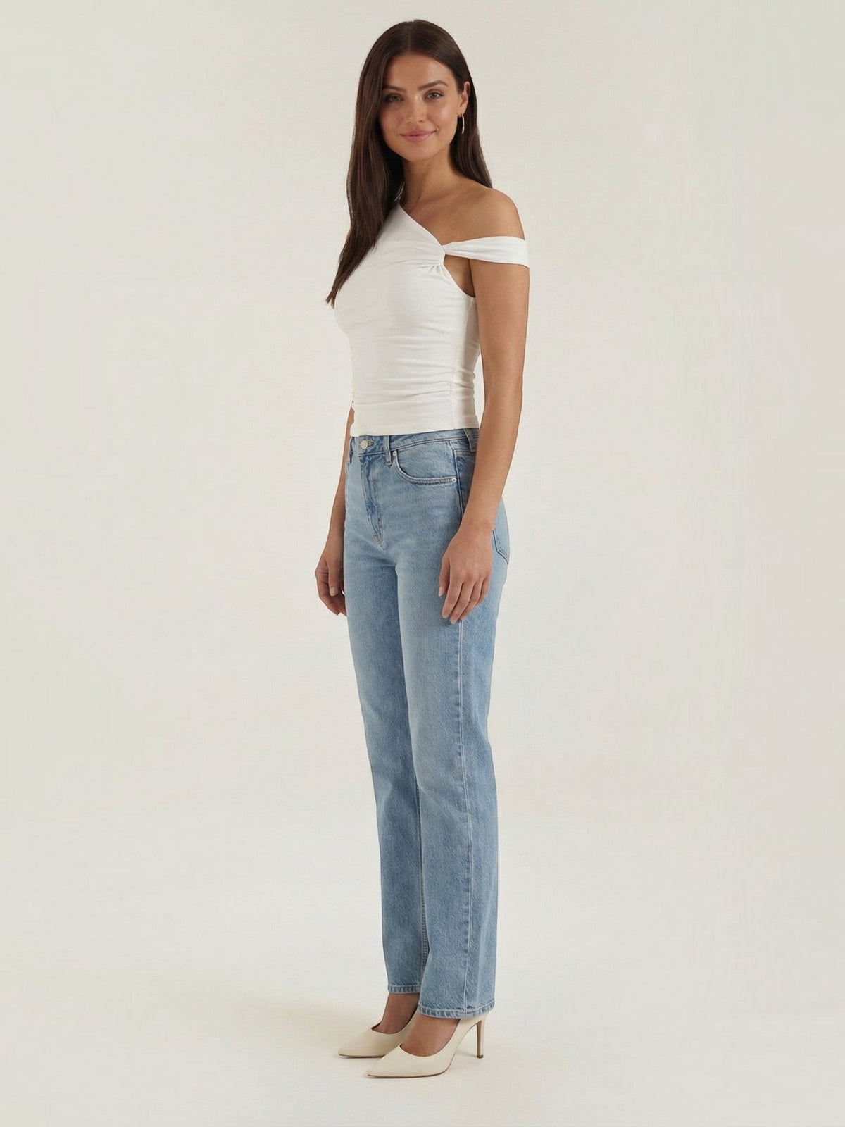 Asymmetrisches One-Shoulder-Top mit Raffung