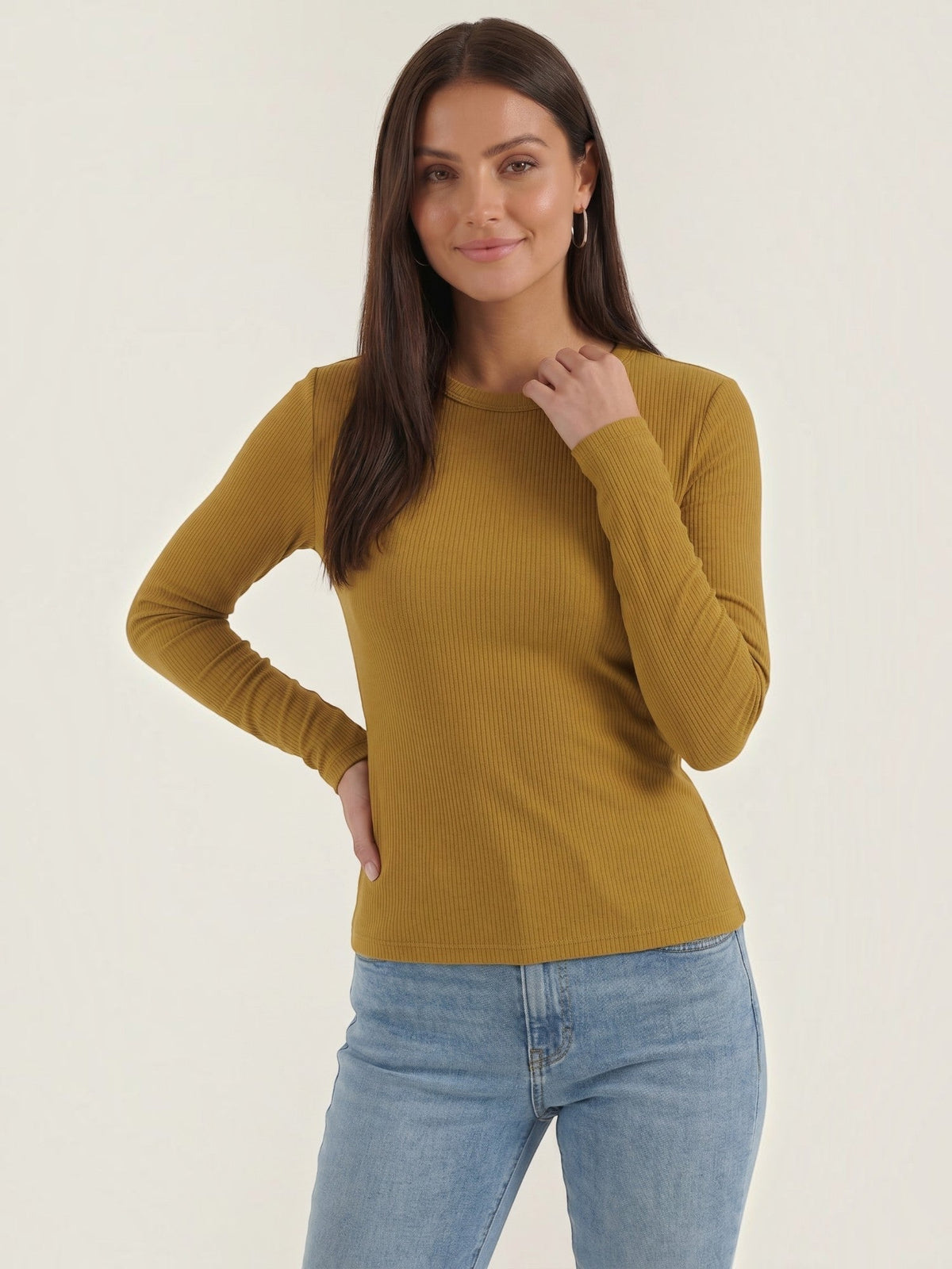 Klassisches geripptes Langarmshirt
