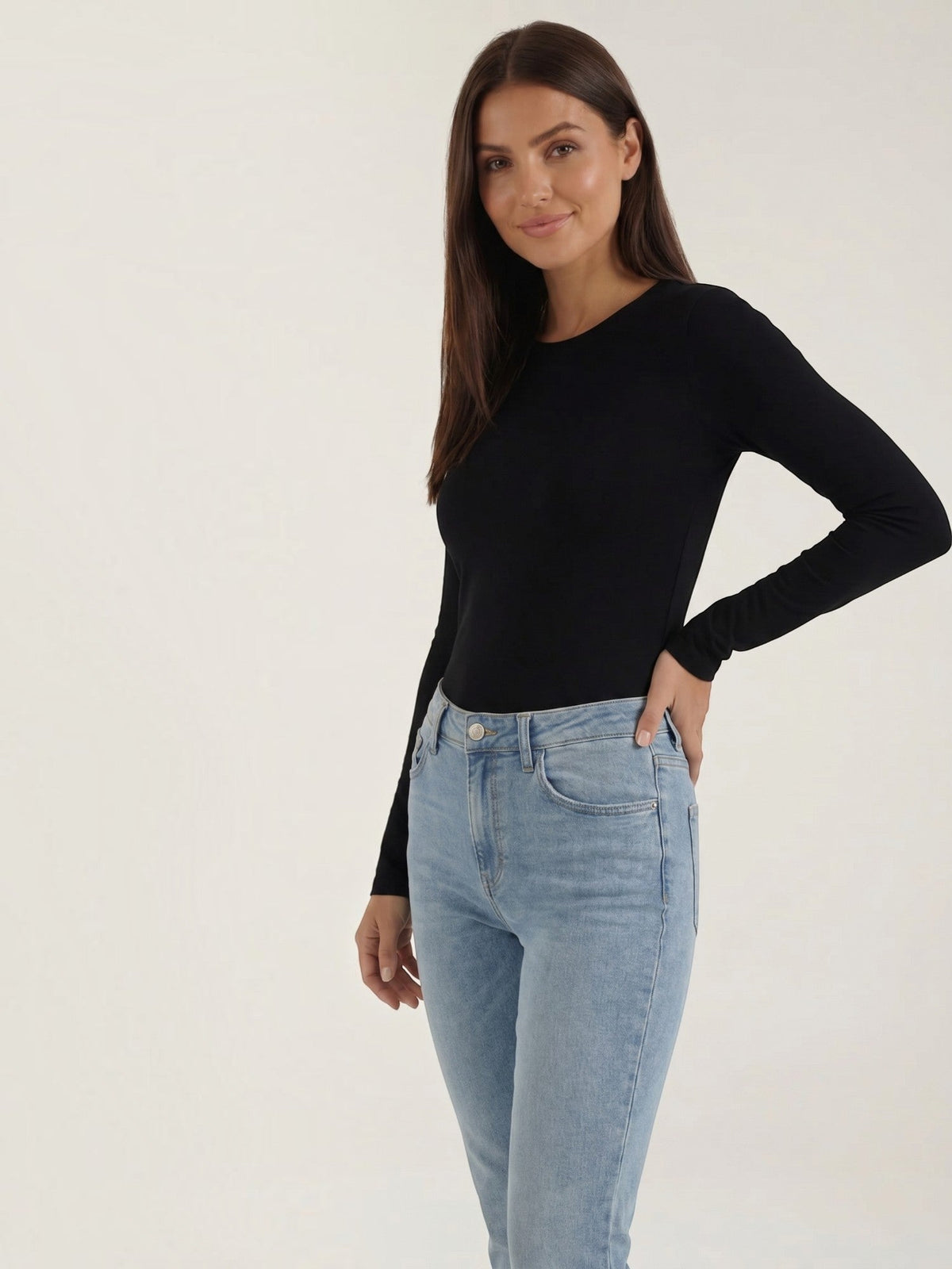 Klassisches geripptes Langarmshirt