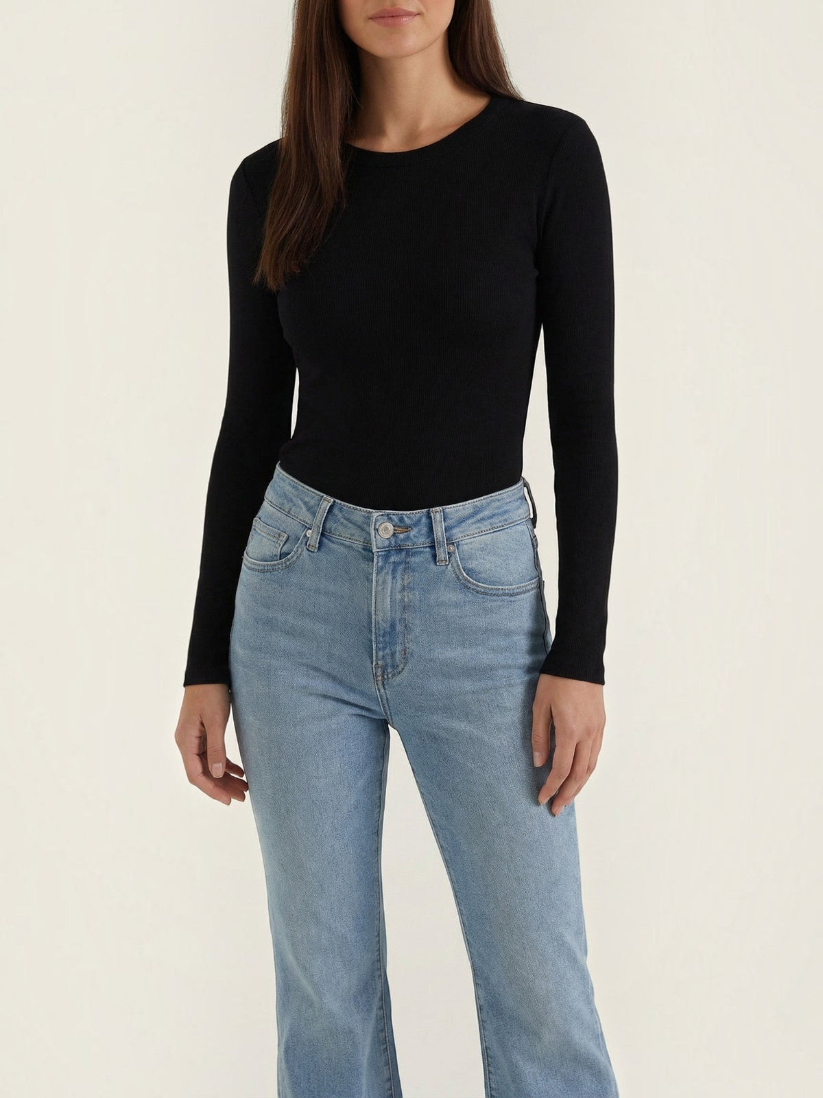 Klassisches geripptes Langarmshirt