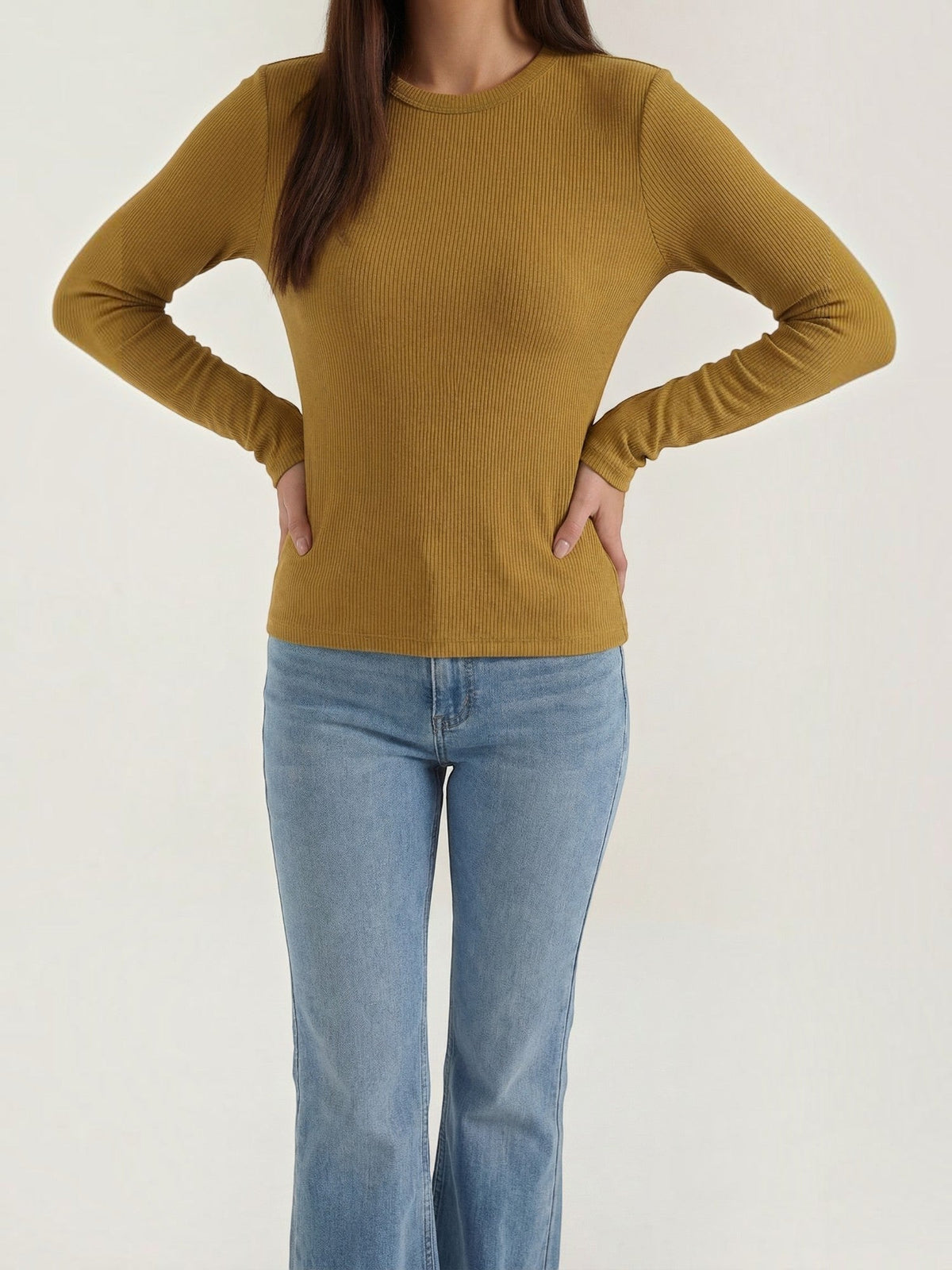 Klassisches geripptes Langarmshirt