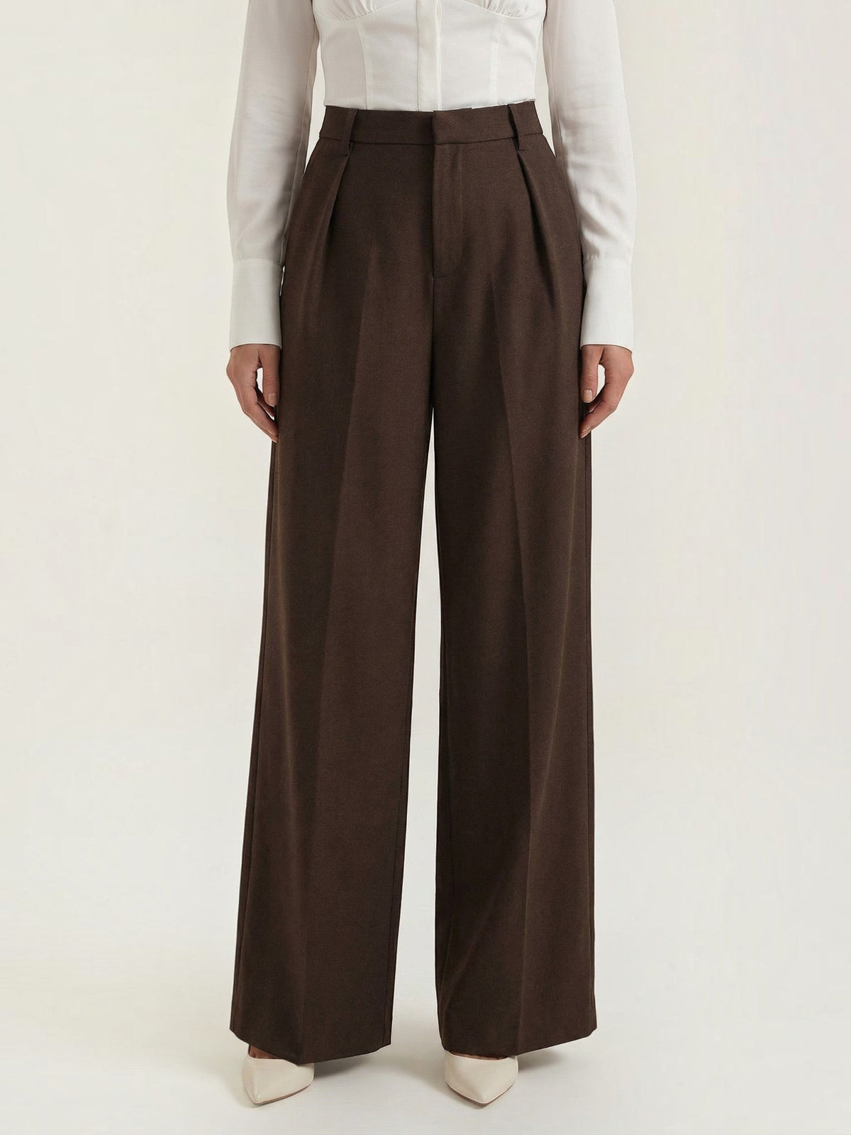 Geschneiderte Hose mit hohem Bund und weitem Bein