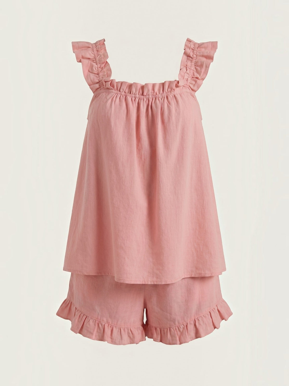 Set aus Baumwoll-Volanttop und Shorts