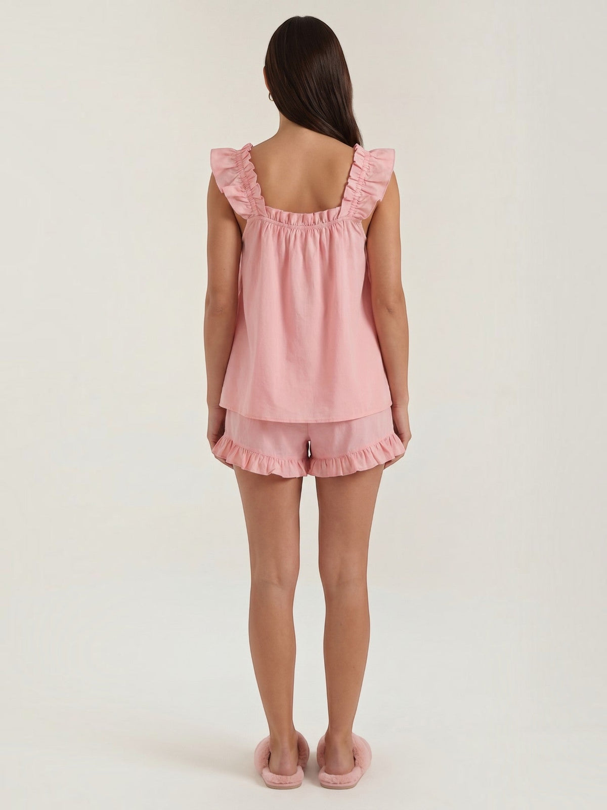 Set aus Baumwoll-Volanttop und Shorts