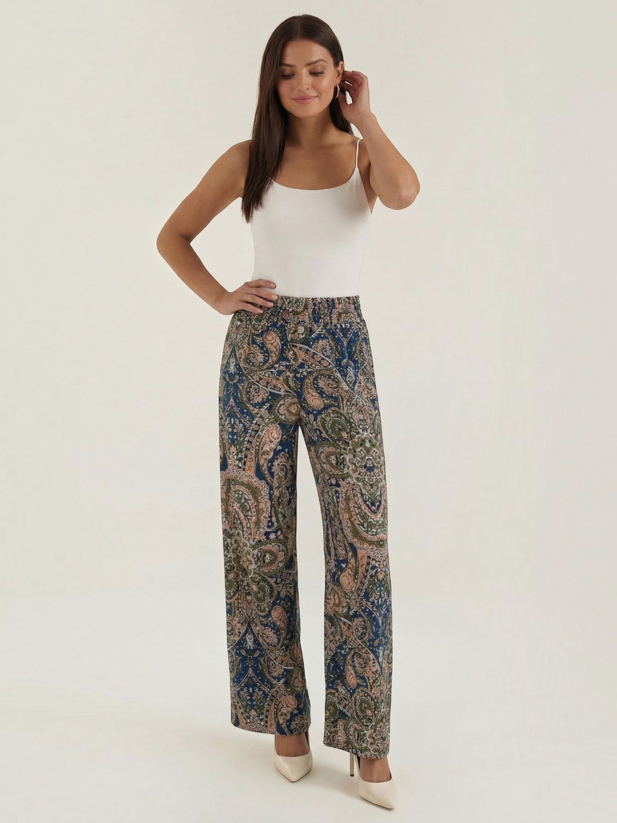 Weite Hose mit Paisley-Muster