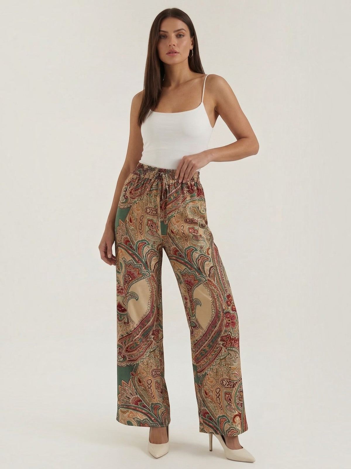Weite Hose mit Paisley-Muster
