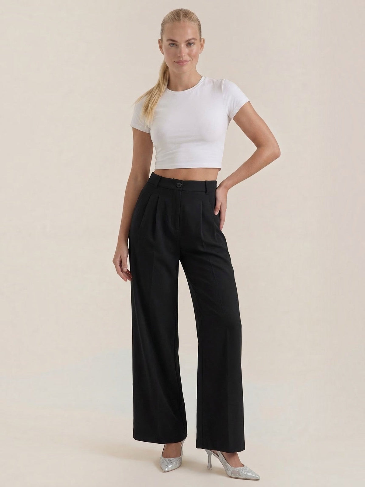 Plissierte Hose mit Seitentaschen