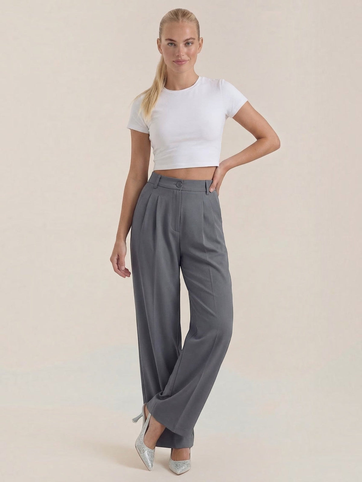 Plissierte Hose mit Seitentaschen