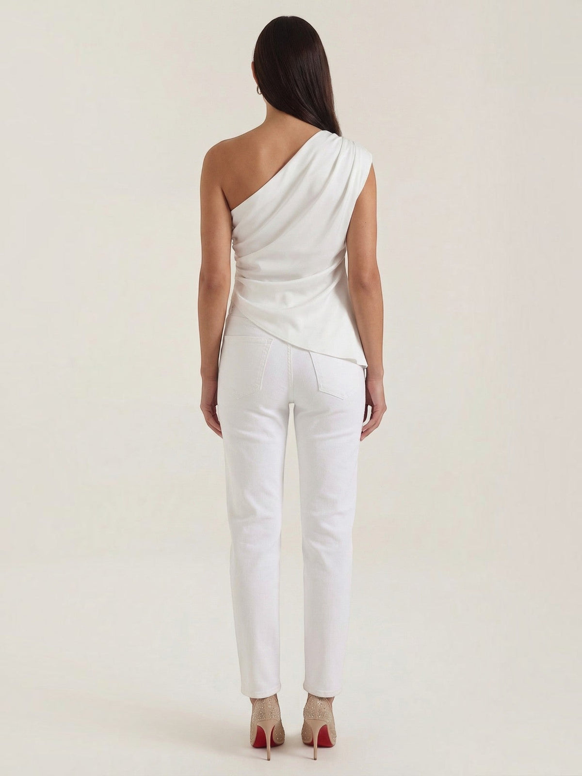 Asymmetrisches drapiertes Top aus Satin